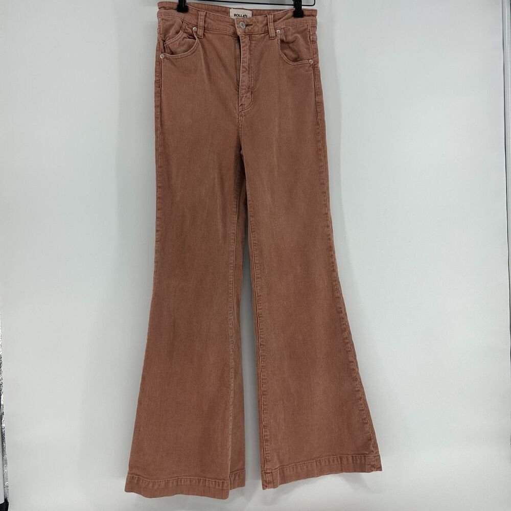 Rolla's Eastcoast Flare High Rise Corduroy Pants Women 30 Dusty Pink Jean Flares